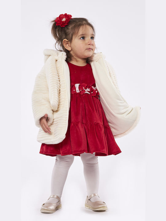 Evita Kids Dress Set with Accessories Velvet Long Sleeve Red