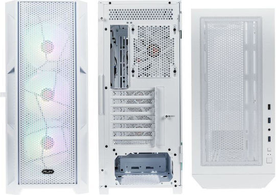 Raijintek Ponos Ultra MS4 Gaming Midi Tower Κουτί Υπολογιστή με Πλαϊνό Παράθυρο και RGB Φωτισμό Λευκό