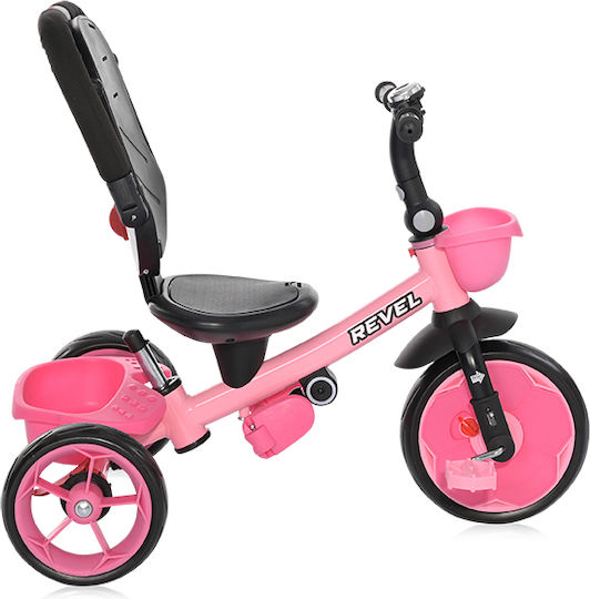 Lorelli Eva Kids Tricycle Convertible, With Storage Basket, Sunshade & Push Handle for 12+ Months Pink