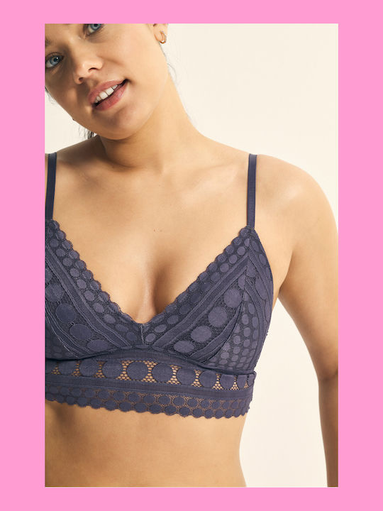 Promise Dantelat Set de Lenjerie Bralette cu Albastru marin