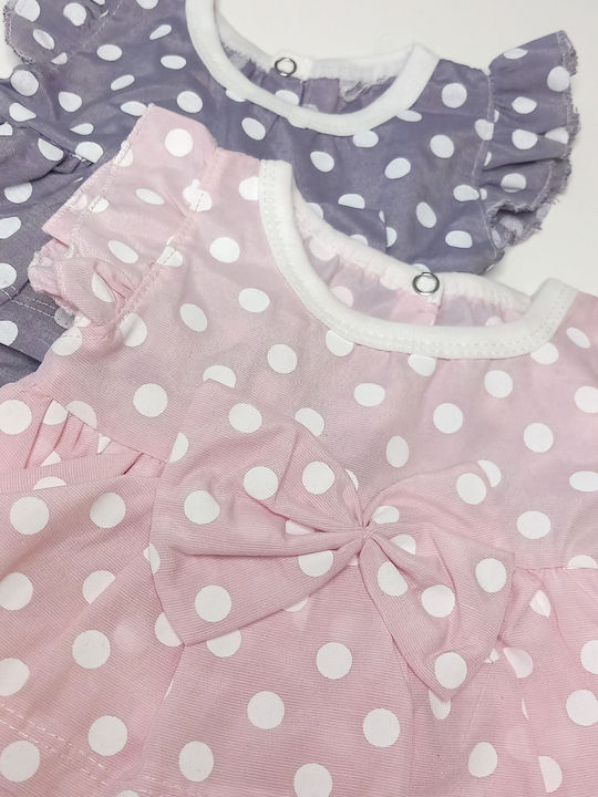 Million Babies Kids Dress Polka Dot Sleeveless Pink