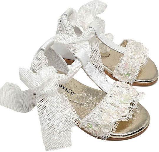 Designer's Cat White Baptism Leather Sandals