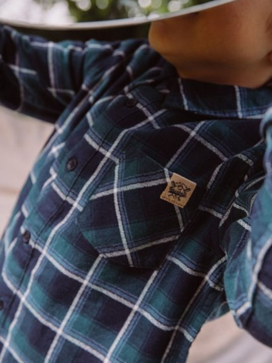 Sergent Major Kids Checked Shirt Navy Blue