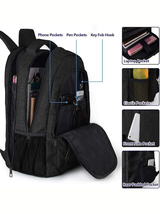 Matein Τσάντα Πλάτης για Laptop 17" με Θύρα USB σε Μαύρο χρώμα CB-1007ΜΑΎΡΟ/17,3'