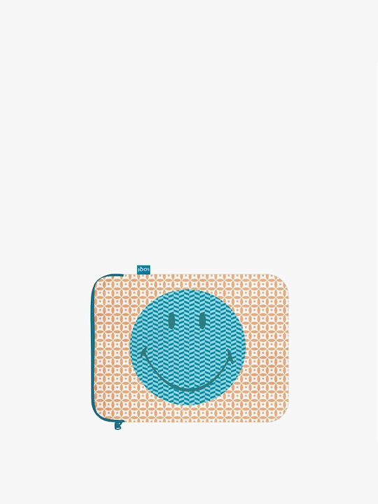 Loqi Smiley Tyvek Geometric Case for 13" Laptop Light Blue