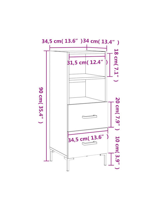 Schublade Büro Natürlich 34.5x34x90cm