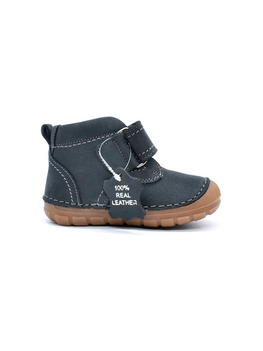 Bibelot Kids Leather Anatomic Boots with Hoop & Loop Closure Gray