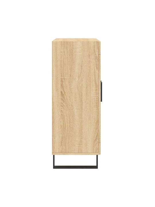 Floor-standing Living Room Display Cabinet made of Wood & Metal with Glass Brown 69.5x34x90cm