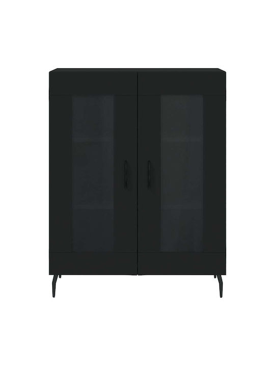 Bodenstehend Wohnzimmer Vitrine aus Holz & Metall mit Glas Schwarz 69.5x34x90cm
