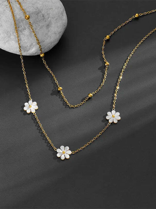 Charmy Charm mit Design Blume aus Vergoldet Stahl mit Perlen