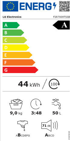 LG Waschmaschine 9kg mit Dampftechnologie 1200 Umdrehungen 6 Bewegungen Gray F2R7009TSSB