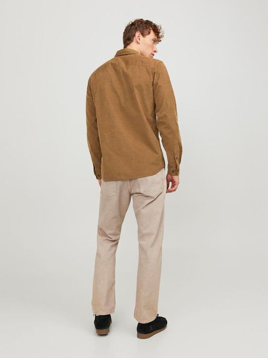 Long-sleeved Corduroy Shirt Brown