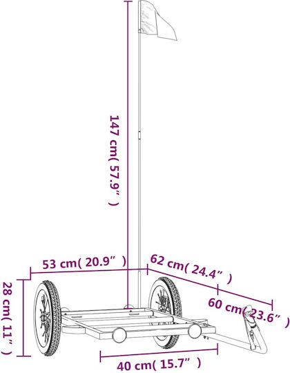 Vidaxl Fahrradanhänger Schwarz 122 X 53 X 28 cm Eisen