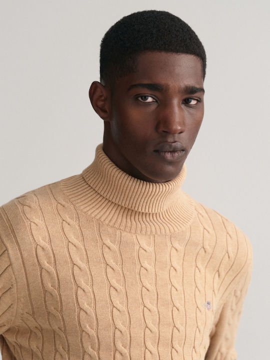 Gant Men's Long Sleeve Sweater Turtleneck Beige