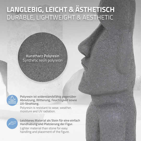 ECD Germany Decorative Figure made of Stone Moai Rapa Nui Head 26.5x19x53.5cm 1pcs