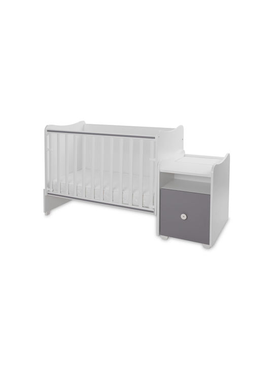 Lorelli Polymorphe Babybett Trend Plus Weiß/Stone Grey mit Matratze & Schublade
