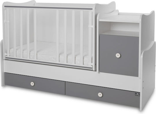 Lorelli Πολυμορφική Κούνια Trend Plus White/Stone Grey με Στρώμα & Συρτάρι