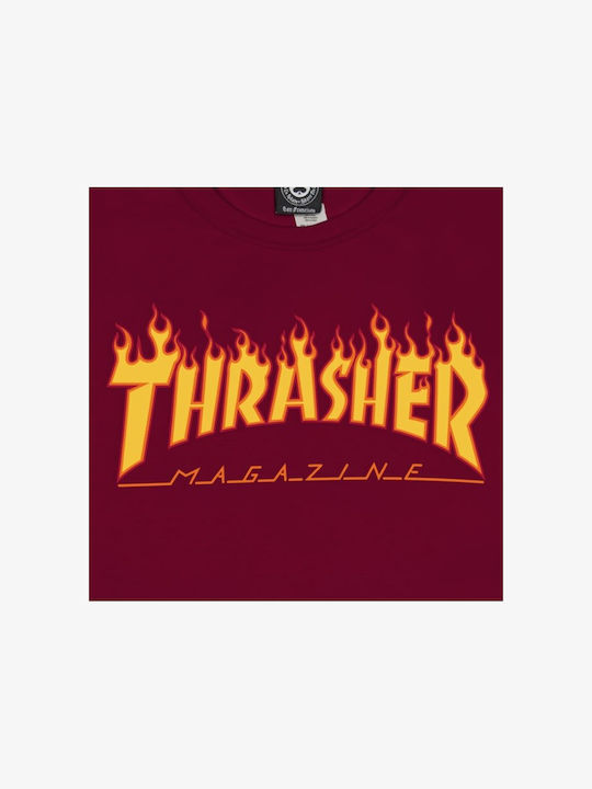 Thrasher Flame Ανδρικό T-shirt Κοντομάνικο Κόκκινο