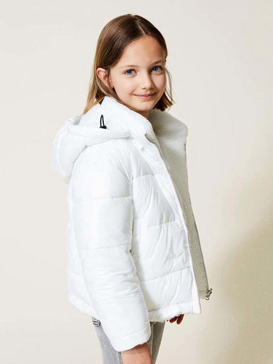 Kids' Quilted Jacket Short with Hood White
