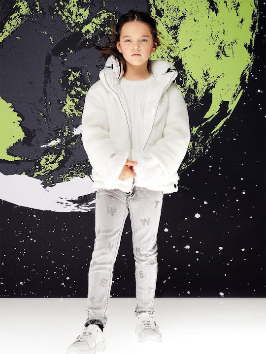 Kids' Quilted Jacket Short with Hood White