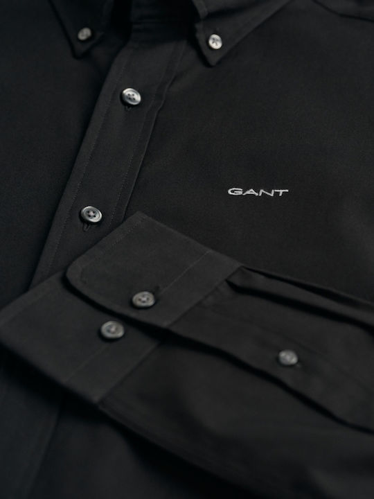 Long Sleeve Cotton Shirt in Regular Fit Black