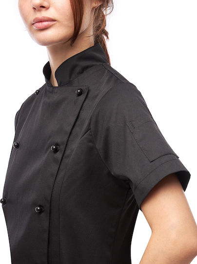 strongAnt Coat Chef 100% Cotton made Female Black with Short Sleeve
