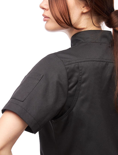strongAnt Coat Chef 100% Cotton made Female Black with Short Sleeve