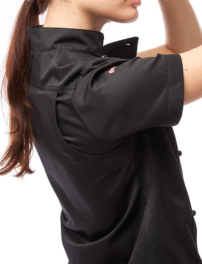 strongAnt Coat Chef 100% Cotton made Female Black with Short Sleeve