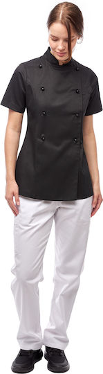 strongAnt Coat Chef 100% Cotton made Female Black with Short Sleeve