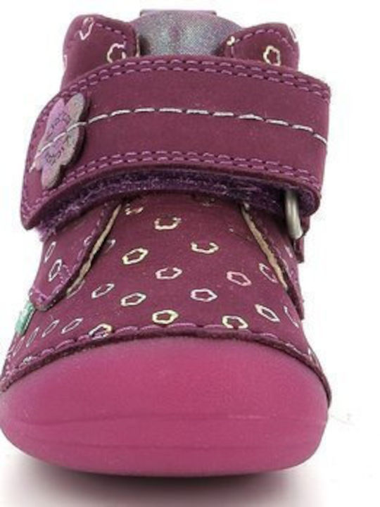Ghete Copii din Suede cu Velcro Burgundy