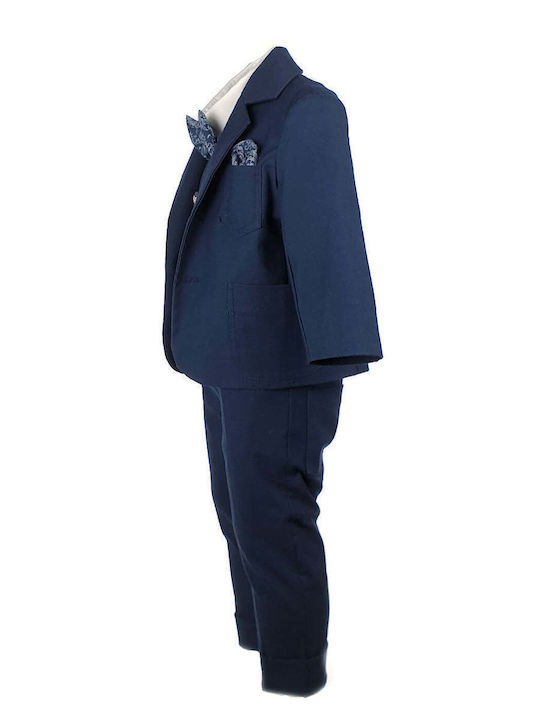 Designer's Cat Boys Baptism Suit with Vest 7pcs Navy Blue