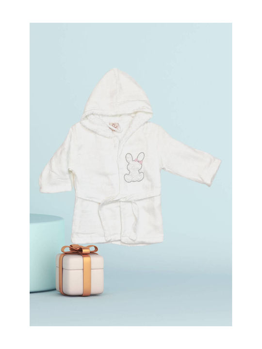 Minilori Baby Kids Hooded Bathrobe White