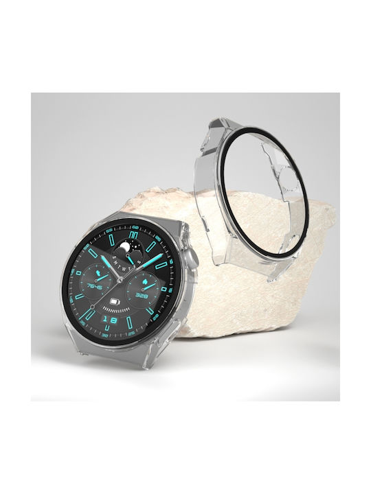 2 1 Cadru Carcasă de Plastic în culoarea Transparent pentru Huawei Watch GT 3 Pro 46mm - Ceas Huawei GT 3 Pro 46mm