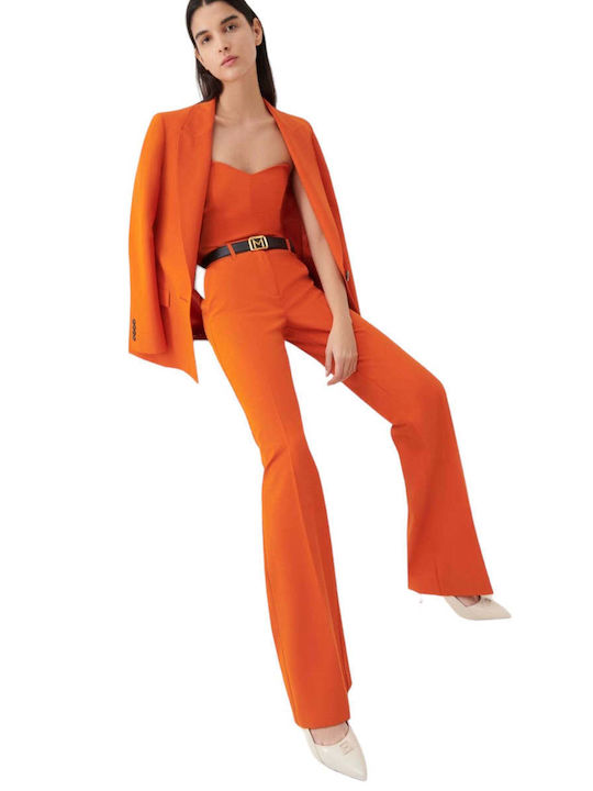 Marella Women's High-waisted Fabric Trousers in Bootcut Fit Orange