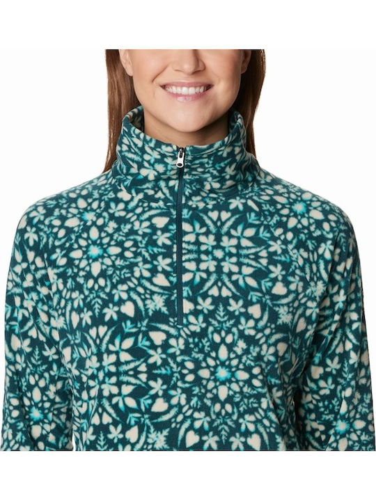 Glacial Iv Winter Women's Fleece Blouse Long Sleeve with Zipper Green
