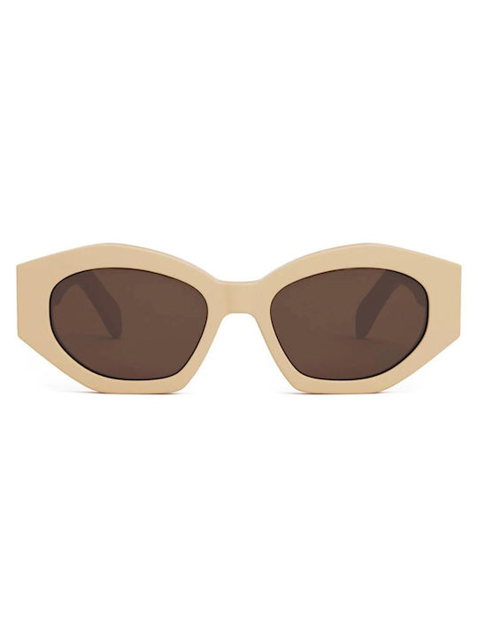 Celine Women's Sunglasses with Beige Plastic Frame and Brown Lens CL40238U-57E