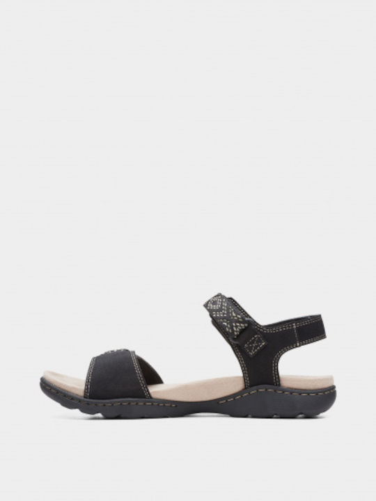 Clarks Suede Women's Sandals with Ankle Strap Black