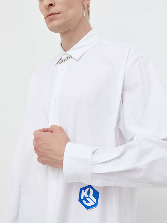 Long-sleeved Denim Shirt White
