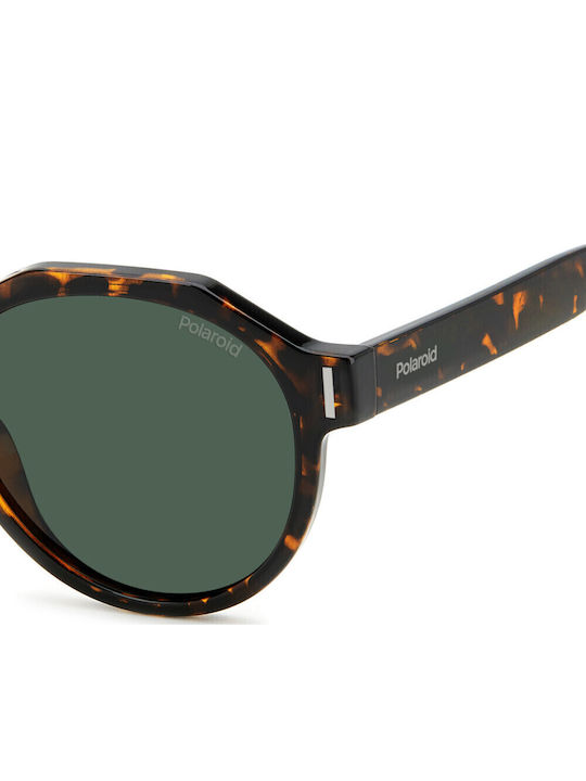 Polaroid Unisex Sunglasses with Brown Tartaruga Plastic Frame and Green Polarized Lens PLD6207/S 086UC