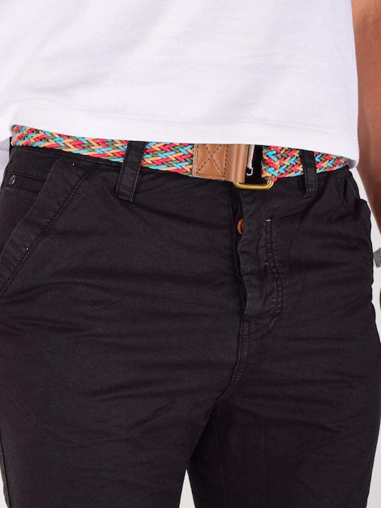 SUBLEVEL SHORTS WITH SIDE POCKETS CHINO BLACK AND BELT 100%COTTON REGULAR LINE H7240Z60786GK.BLACK