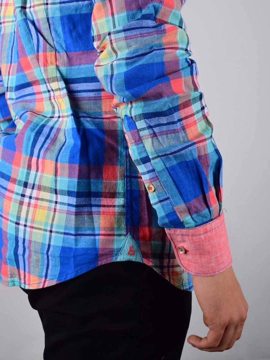 COLOURS & SONS PLAID SHIRT WITH MONOCHROME COLLAR AND CUFF POCKET FRONT REGULAR FIT 9121-300.304-MULTICOLOUR CHEC