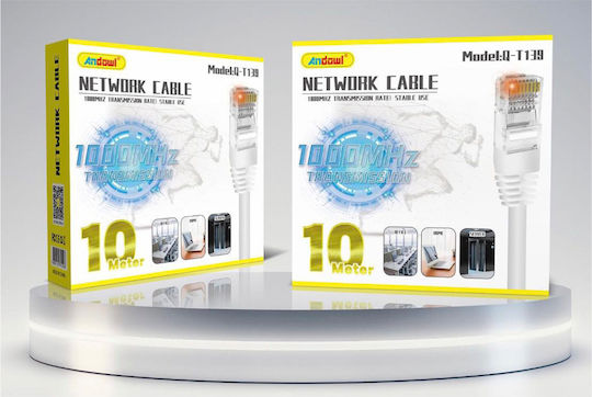 Andowl U/UTP Cat.5e (Gigabit) Καλώδιο Δικτύου Ethernet 10m Λευκό