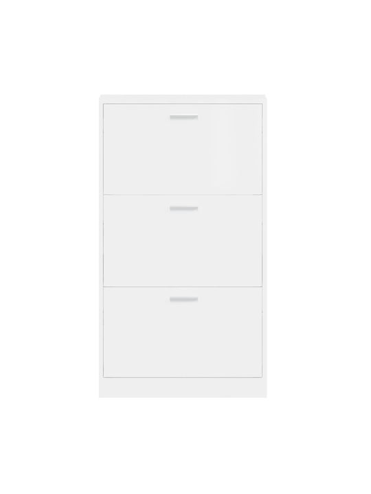 Wooden Shoe Organizer with 3 Shelves White 59x17x108cm