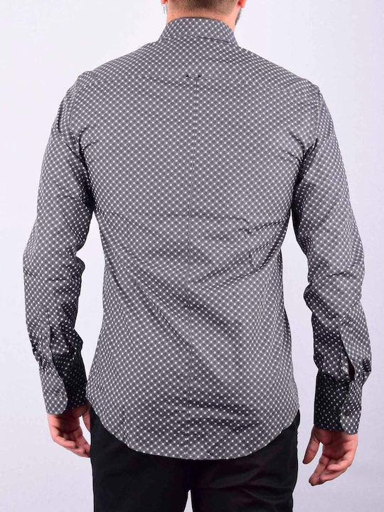 VITTORIO SHIRT WITH MICRO PATTERNS 100% COTTON SLIM FIT 191-157.GREY