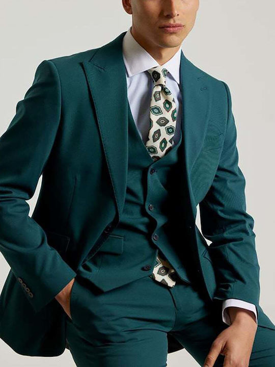 PUROEGO SUIT WITH VEST GREEN REGULAR LINE 56938-204.GREEN