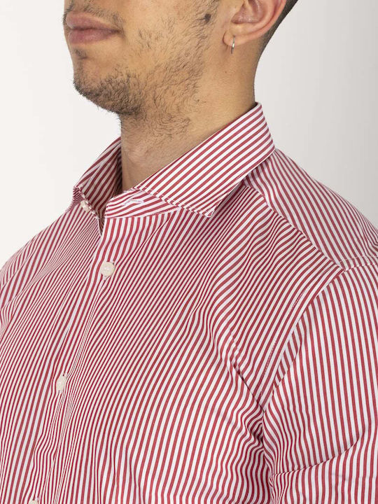 MASTRICAMICIAI HEMD GESTREIFT ROT 100% BAUMWOLLE SLIM FIT IS049-01878.00