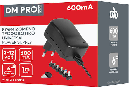 DM Pro Adaptor Universal De Alimentare Reglabil Tensiune 3 Până La 12V 0.6A Cu Putere 7.2W Cu Încărcătoare Pentru Laptop (DM-600MA)