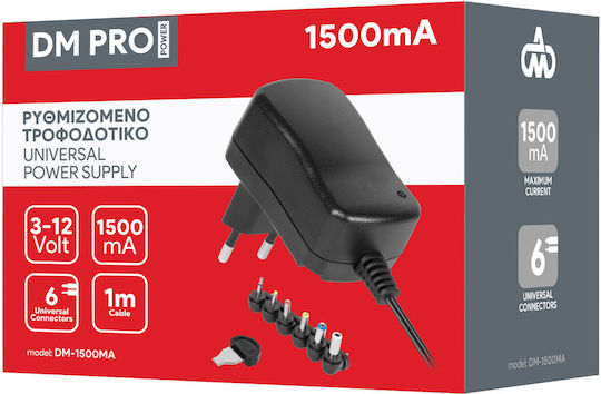 DM Pro Adaptor Universal De Alimentare Reglabil Tensiune 3 Până La 12V 1.5A Cu Putere 18W Cu Încărcătoare Pentru Laptop (DM-1500MA)