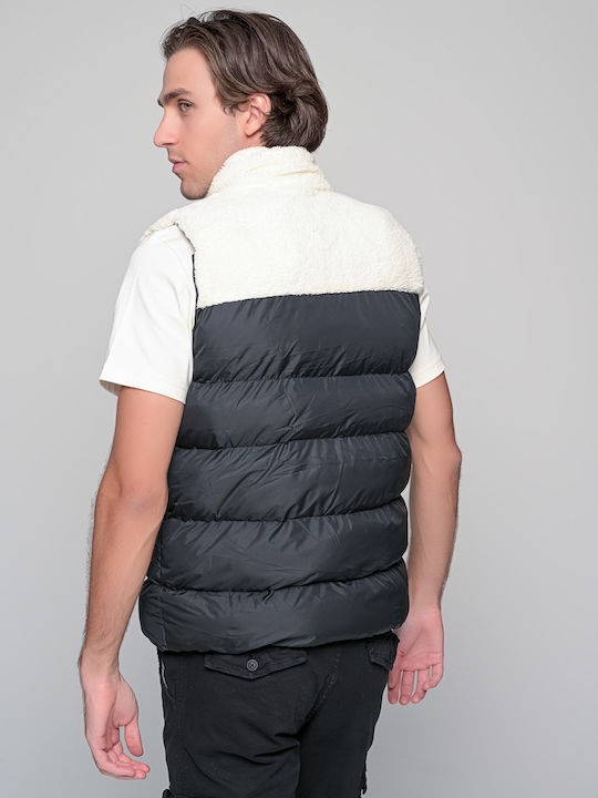 Ben Tailor Men's Sleeveless Puffer Jacket Μαύρο/Λευκό