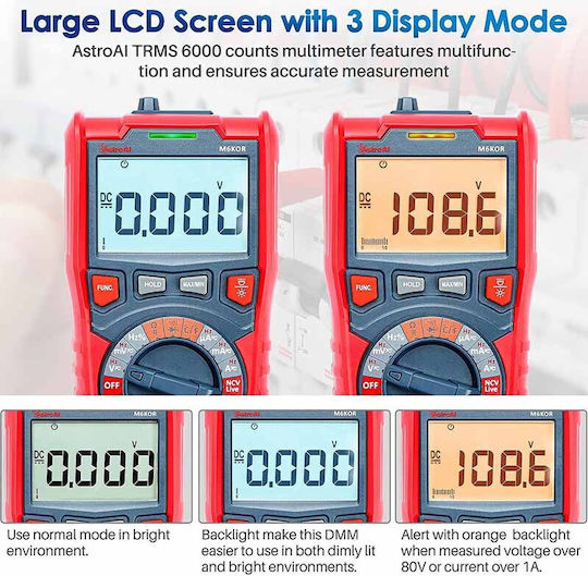 AstroAI Digital Multimeter with AC / DC / Temperature Measurement M6KOR
